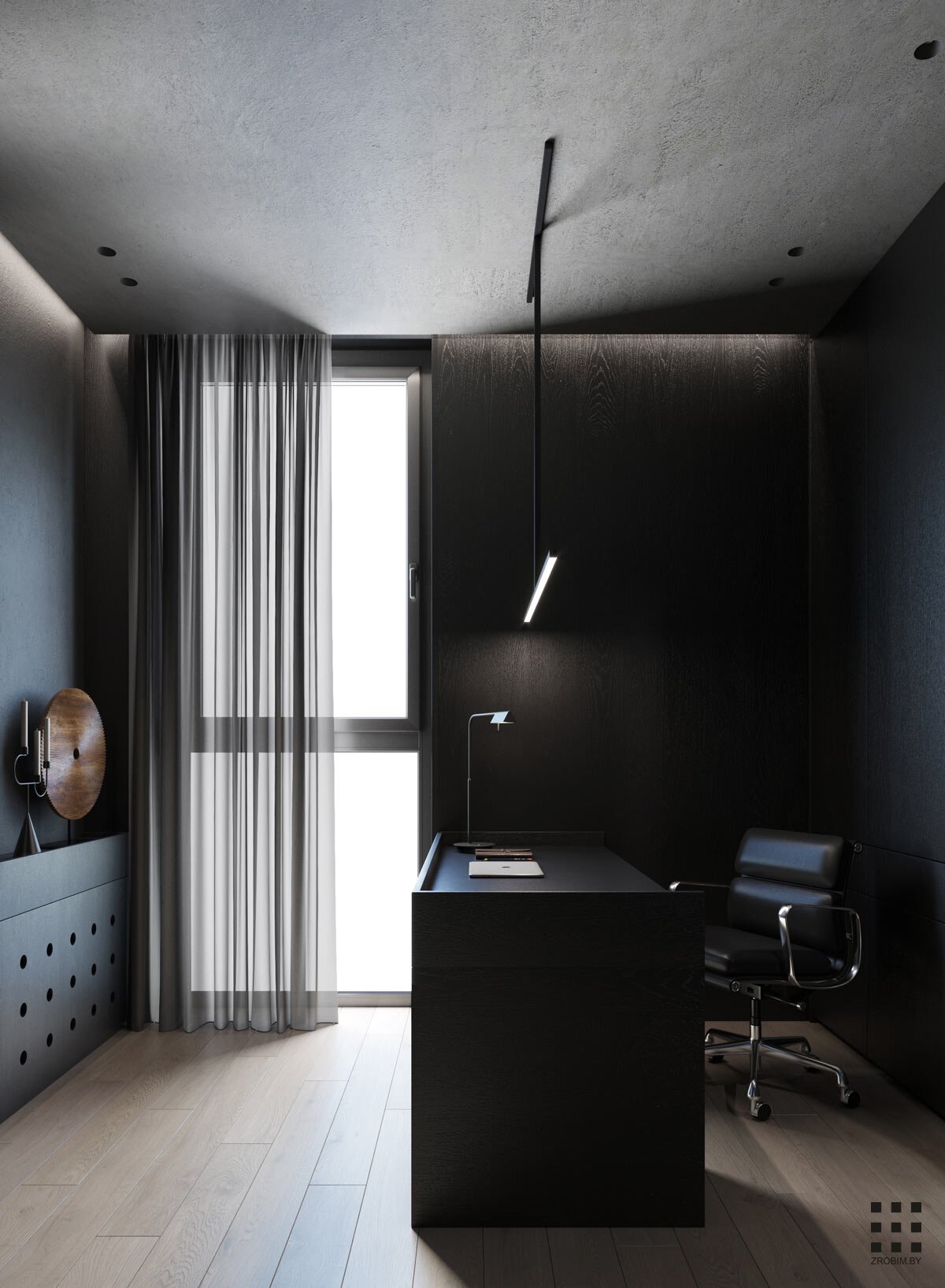 Dark Modern Home Office Room Immersed in Minimalism — Home Office Bits